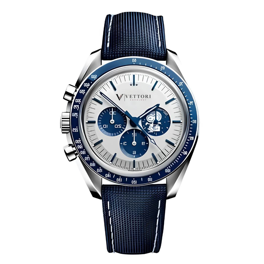 Vettori Chronograph 42mm – White Dial with Blue Subdials