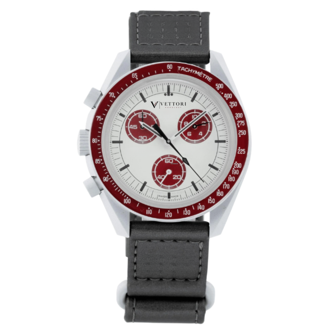 Vettori Chronograph 42mm – White Dial with Red Accents