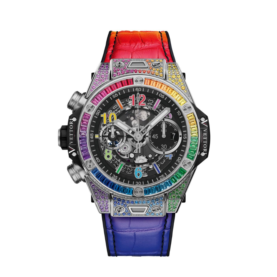 Vettori Fusion Chronograph 44mm – Black Skeleton Dial | Titanium Case & Black Rubber Strap