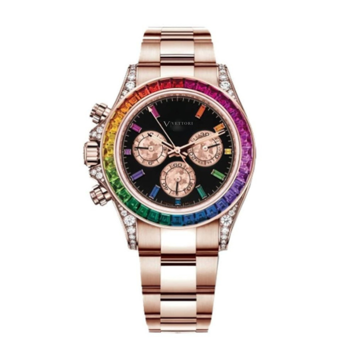 Vettori Chronograph 40mm – Black Dial | Rose Gold Tone Bracelet