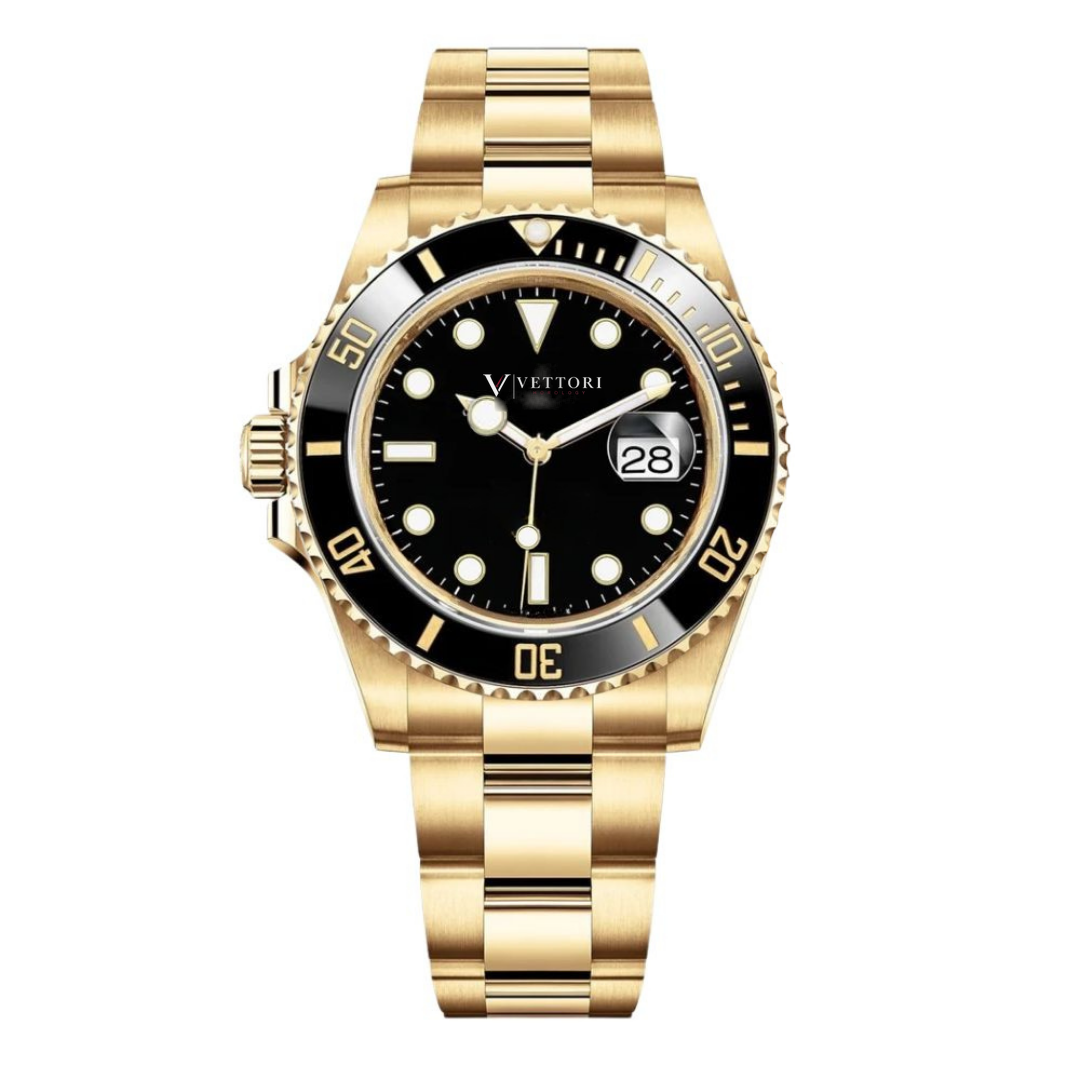Vettori Diver 41mm – Black Dial | Gold Tone Bracelet