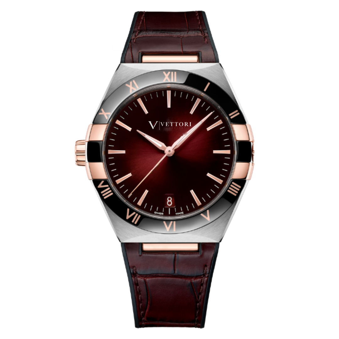 Vettori Integrated Signature 41mm – Burgundy Sunburst Dial