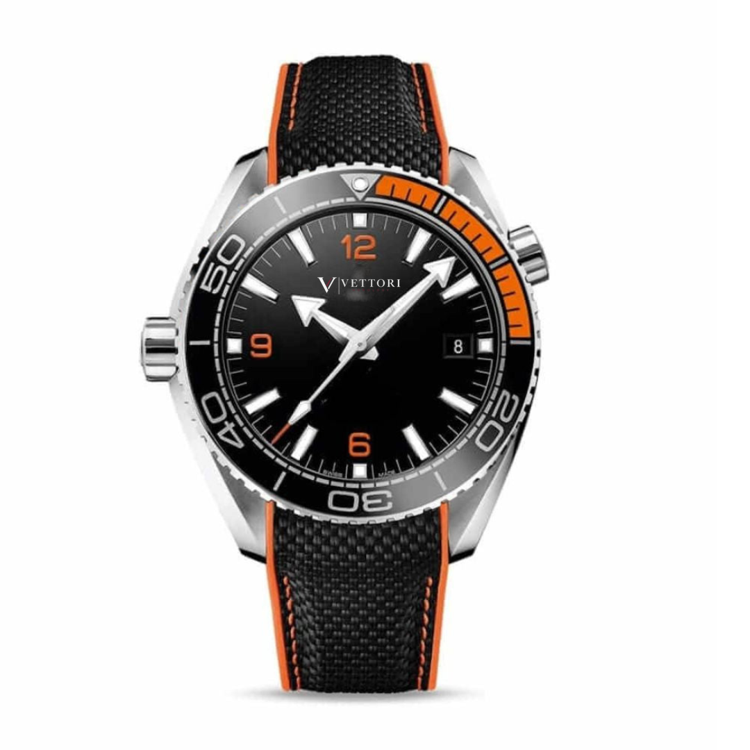 Vettori Ocean Diver 43mm – Black Dial with Orange Accents