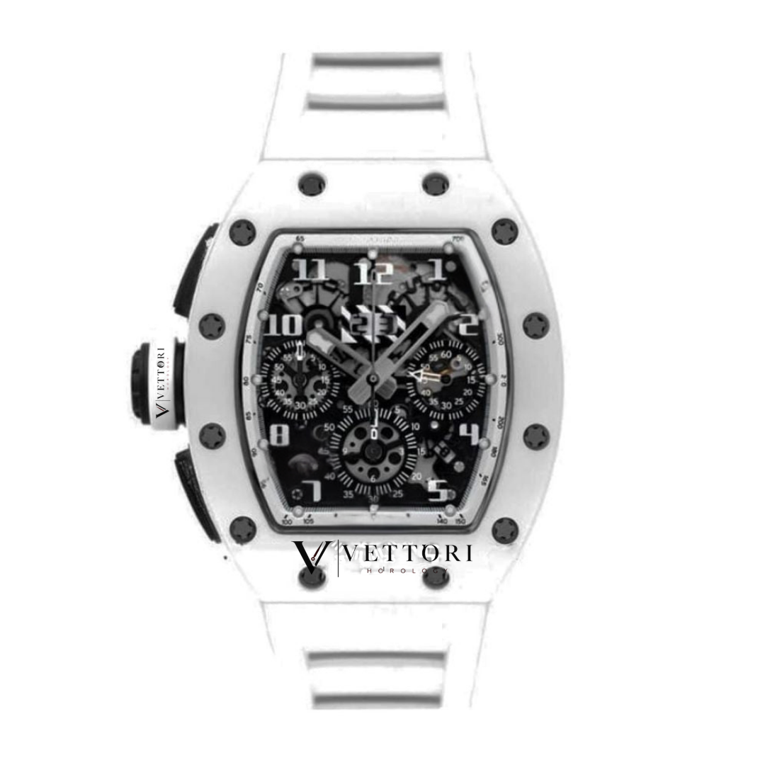 Vettori Skeleton Chronograph 44mm – Openworked Dial | White Rubber Strap